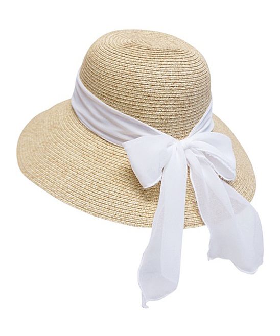 Boardwalk Style Women's Sunhats White - White Bow UPF 50+ Sunhat | Zulily