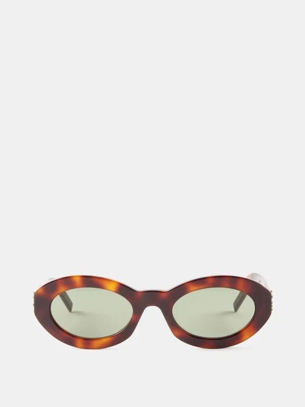 Oval tortoiseshell-acetate sunglasses | Saint Laurent | Matches (US)