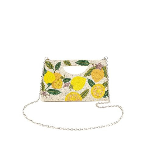 America & Beyond Make Lemonade Clutch – 11" X 6.5" X 2.5"- Lemon Yellow Hand-Beaded Evening Bag | Amazon (US)