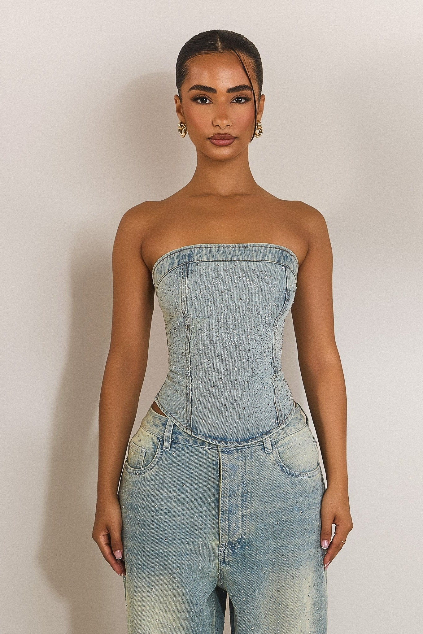 The Kai Rhinestone Corset in Blue | Mars The Label