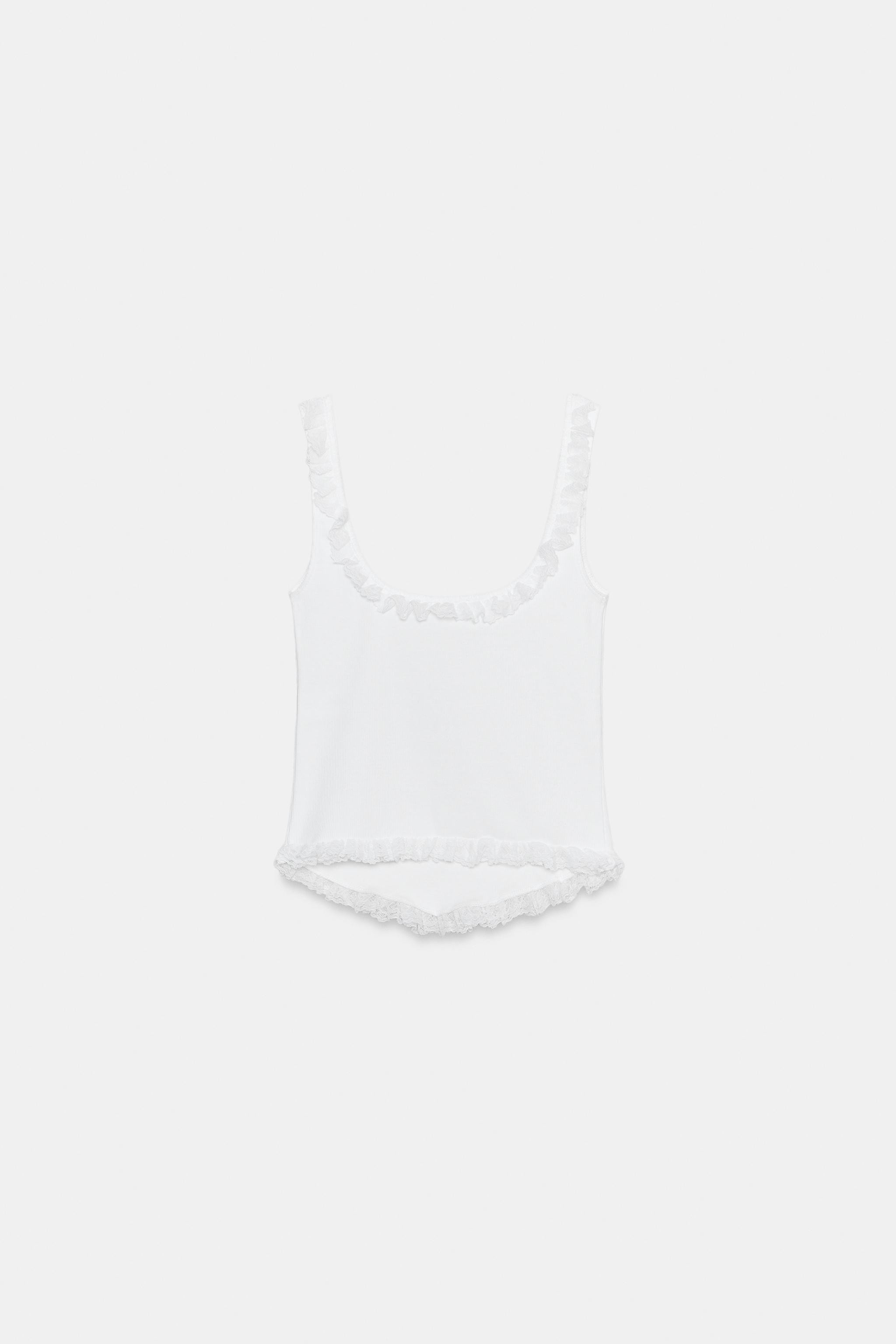 RIBBED TOP WITH RUFFLES | Zara UK