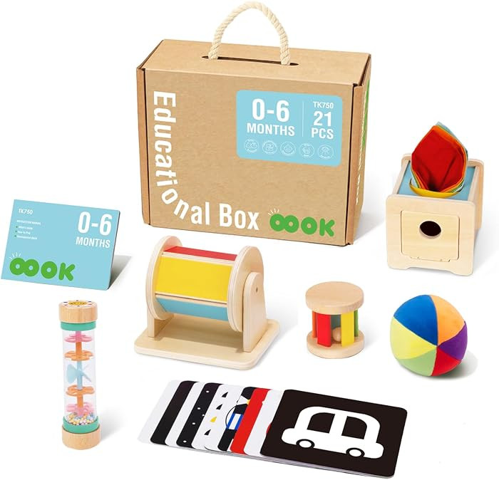 TOOKYLAND Montessori Toys for Babies 0-6 Months, 6 in 1 Learning Educational Set Newborn Toys Inc... | Amazon (US)