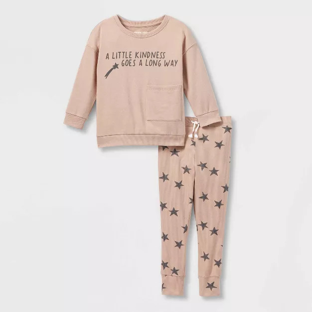 Grayson Collective Toddler Boys' Crewneck Top & Bottom Set - Light Brown | Target