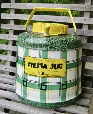 Mid Century Fiesta Jug by Poloron Green Tartan Plaid Fiberglass Insulated | eBay US