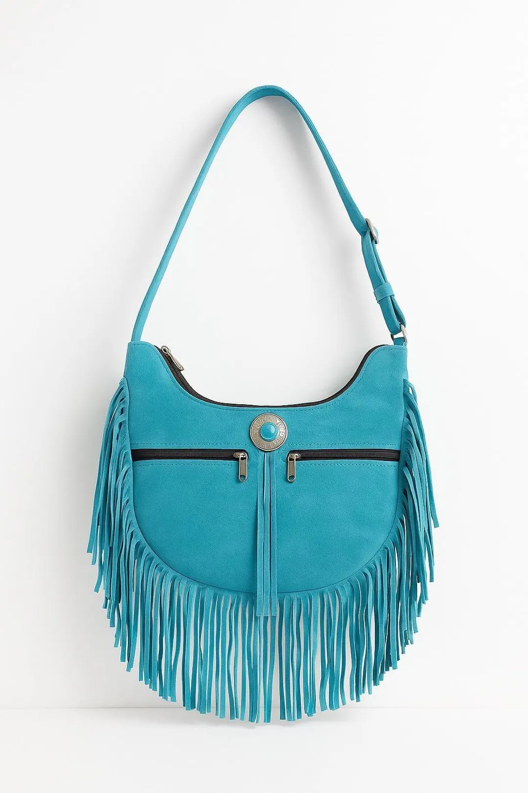 Handmade Turquoise Fringe Bag: Suede Boho Crossbody Purse - Etsy | Etsy (US)