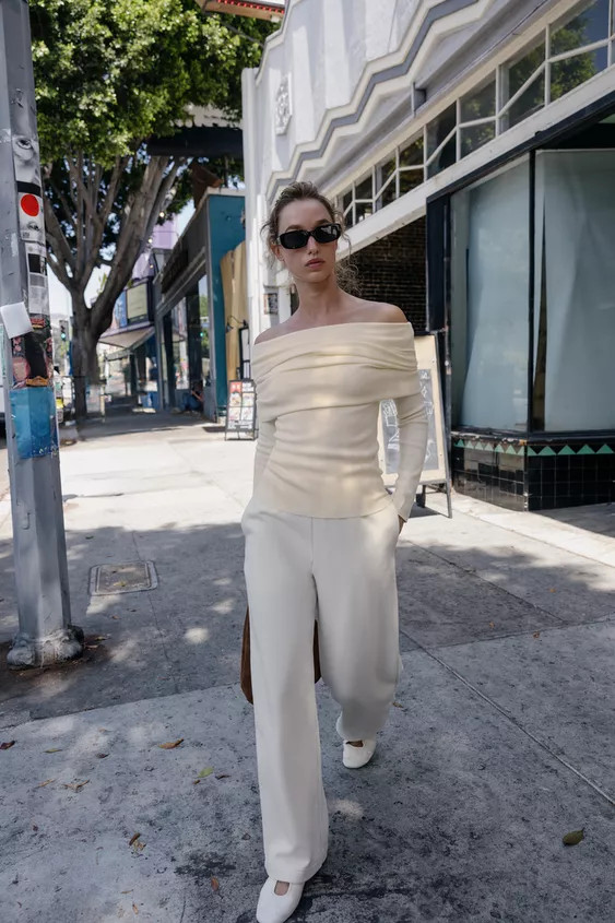 WIDE-LEG PLUSH TROUSERS | Zara UK