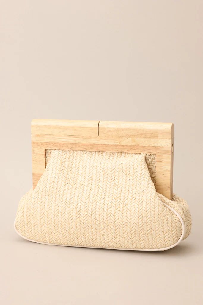 Sunbeam Ivory Wood Convertible Rattan Clutch | Red Dress