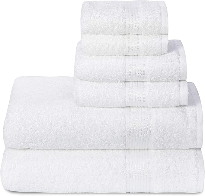 Elvana Home Ultra Soft 6 Pack Cotton Towel Set, Contains 2 Bath Towels 28x55 inch, 2 Hand Towels ... | Amazon (US)