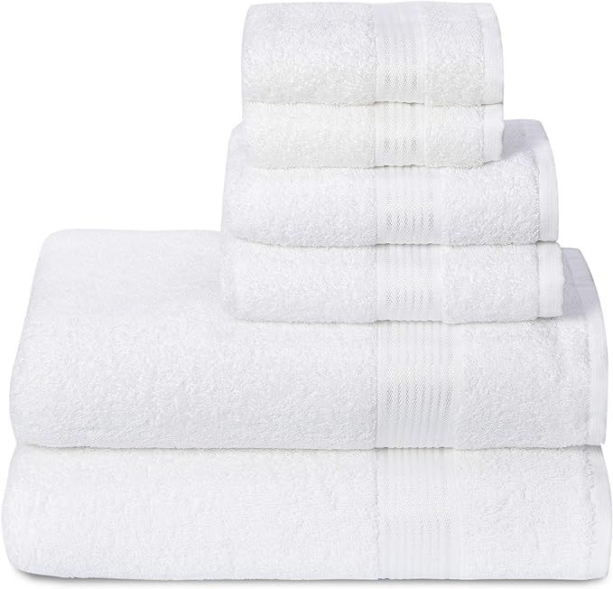 Elvana Home Ultra Soft 6 Pack Cotton Towel Set, Contains 2 Bath Towels 28x55 inch, 2 Hand Towels ... | Amazon (US)