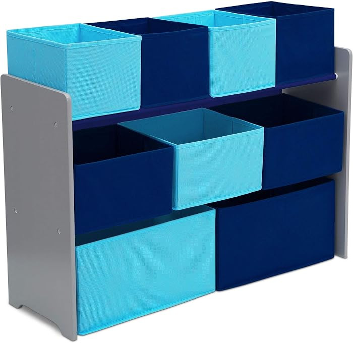 Delta Children Deluxe Multi-Bin Toy Organizer with Storage Bins, Grey/Blue Bins | Amazon (US)
