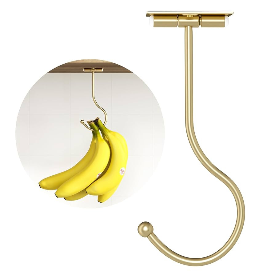 Gold Banana Hook Foldable - Under Counter Banana Hanger, Under Cabinet Banana Holder Self-Adhesiv... | Amazon (US)