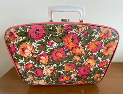 Vintage MOD Floral Vinyl Fabric Flower Power Suitcase Luggage Overnight Bag Case | eBay US