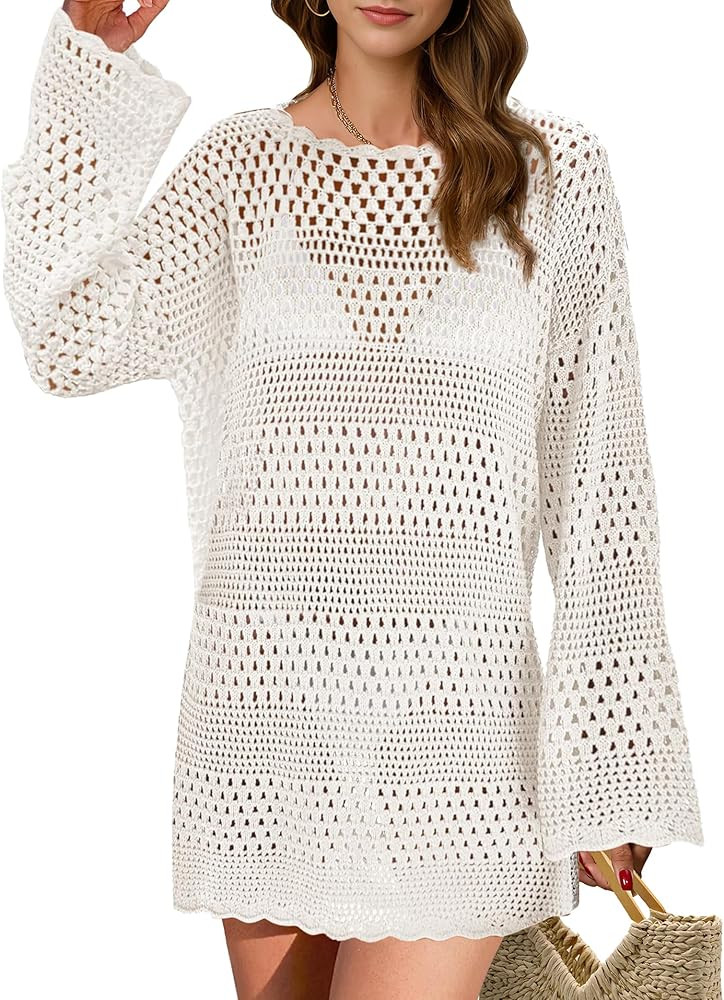 Buauty Womens Swimsuit Coverup Crochet Swim Cover Ups Bikini Bathing Suits Swimwear 2025 Summer B... | Amazon (US)