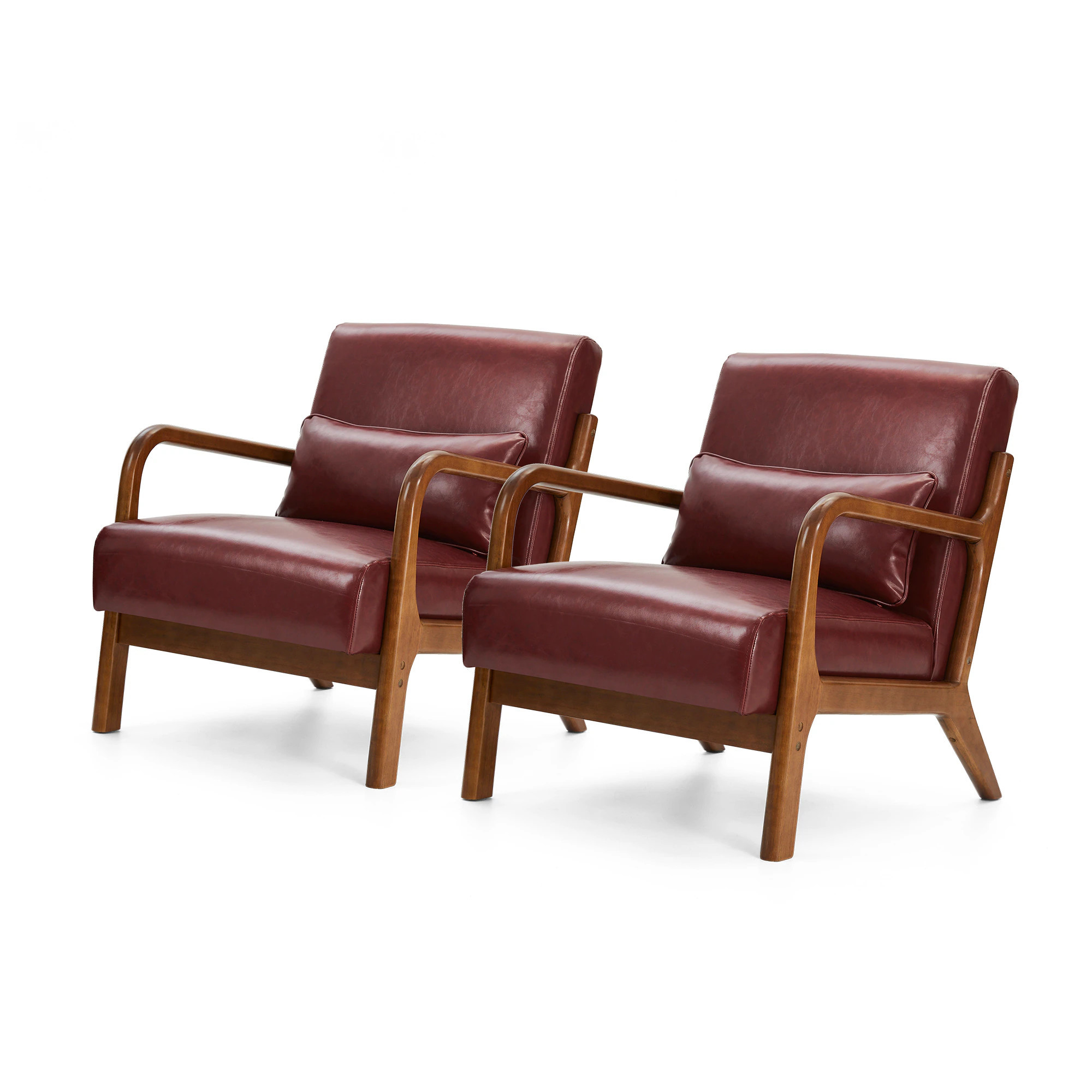 Glitzhome 2 -Pack 33.75-in W Casual Red Faux leather Accent Armchair | 2000700031 | Lowe's
