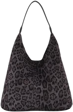 Oweisong Leopard Tote Bag for Women Suede Leather Cheetah Print Hobo Shoulder Bag Large Vintage S... | Amazon (US)