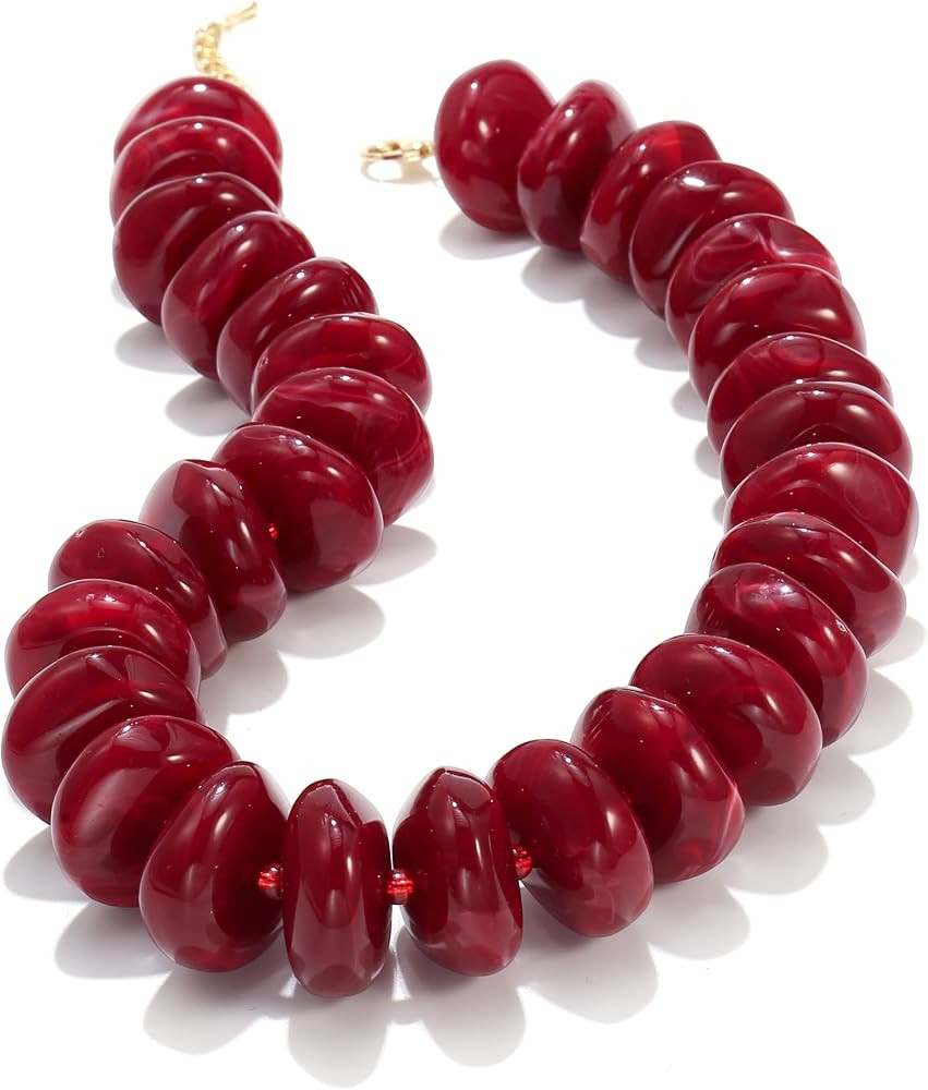CONRAN KREMIX Colorful Chunky Beaded Necklace for Women,Large Acrylic Bead Choker Statement Neckl... | Amazon (US)