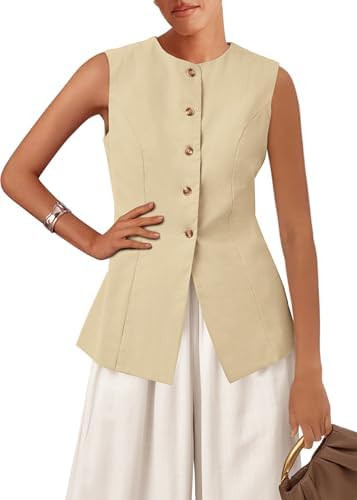 KIRUNDO Vest Tops for Women Trendy Dressy Business Casual Outfits 2026 Summer Sleeveless Fitted B... | Amazon (US)