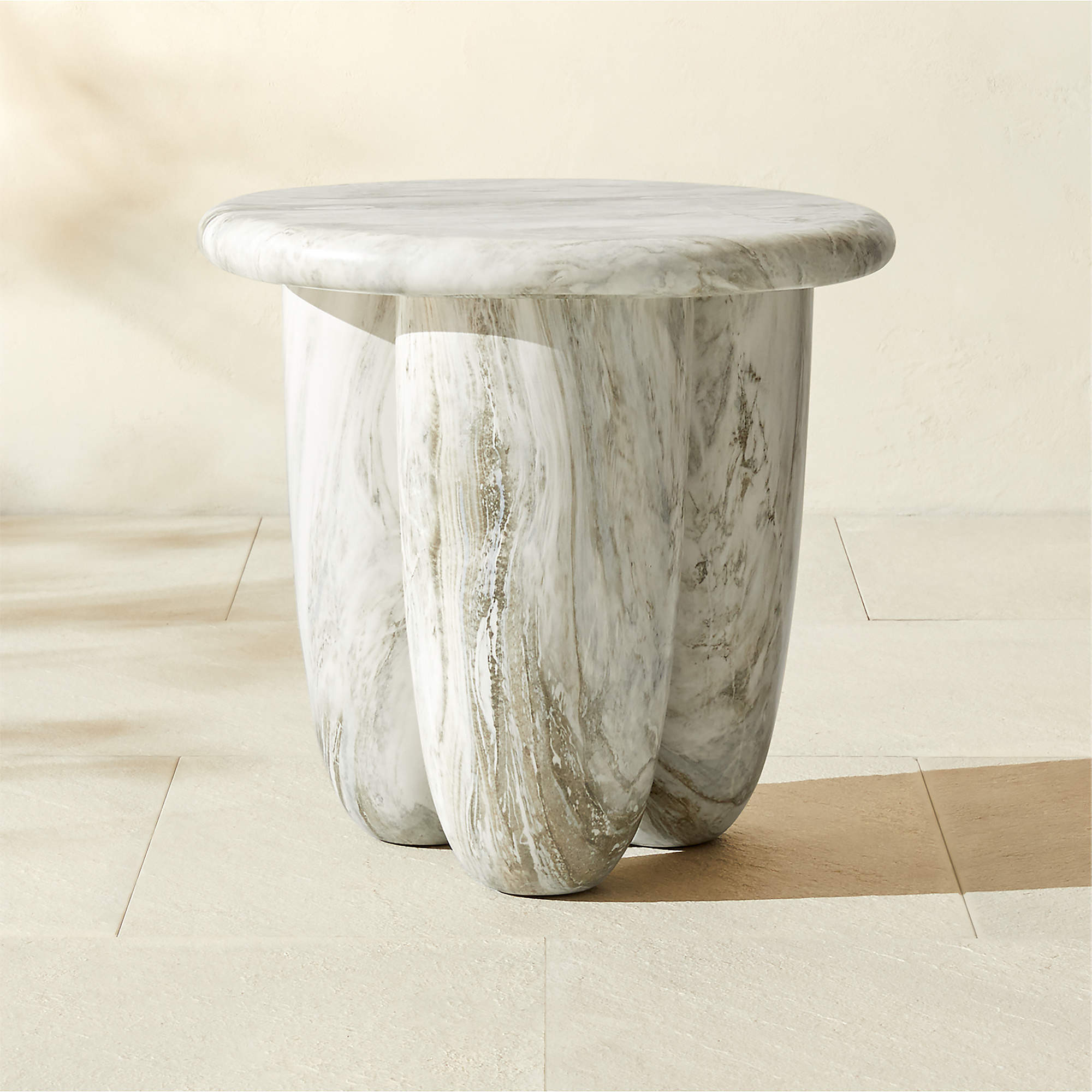 Cova Round Marbled Resin Indoor/Outdoor Side Table + Reviews | CB2 | CB2