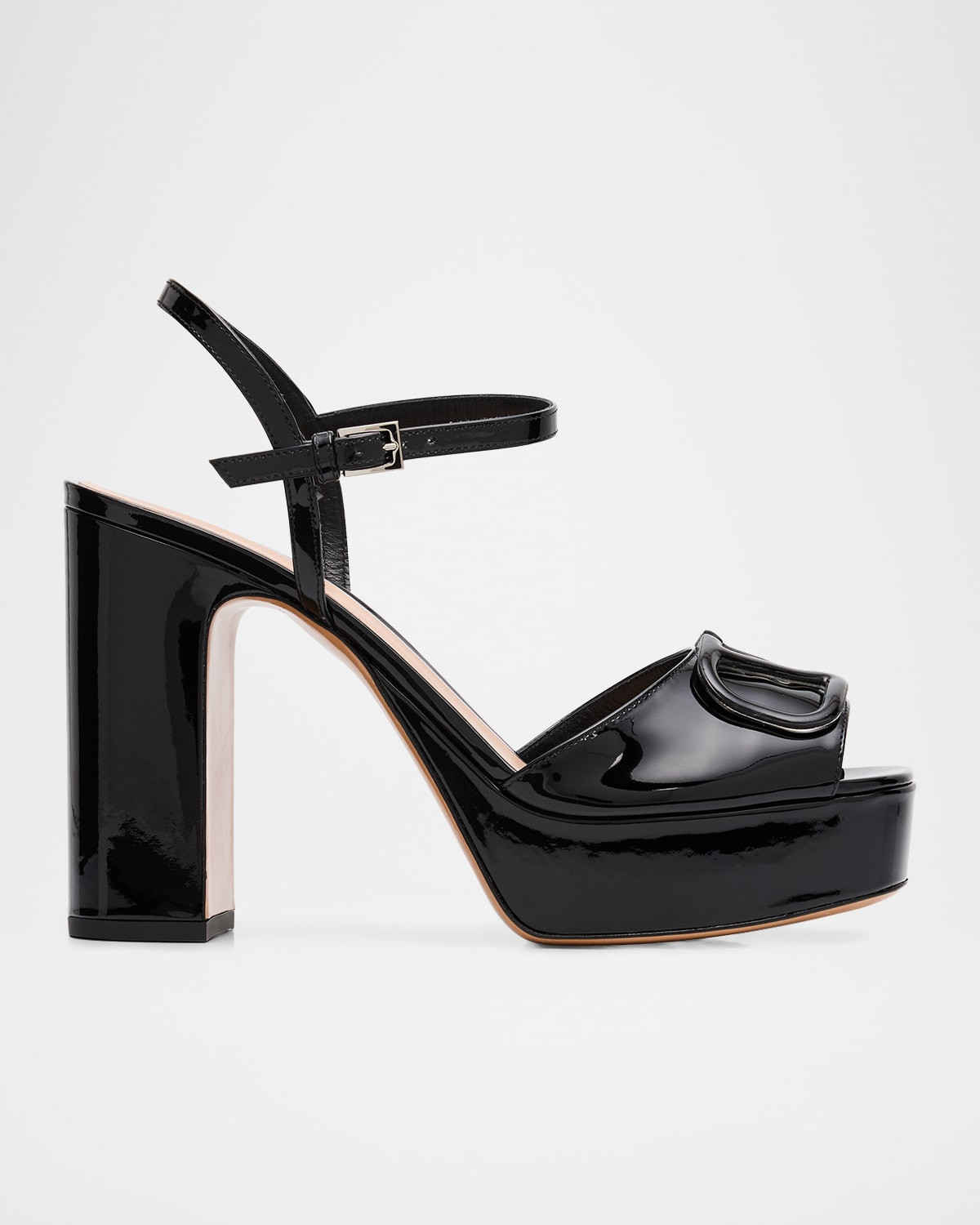 115mm VLogo Signature Patent Leather Platform Sandals | Neiman Marcus