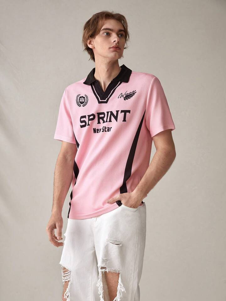 SUMWON Oversized Fit Football Tee With Front Logo10+ sold recentlyGBP£11.89-15% | SHEIN