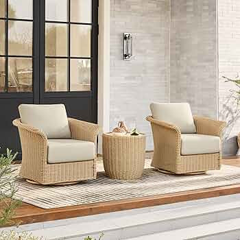 CHITA 3 Pieces Wicker Patio Bistro Set, Outdoor Rattan Furniture Set with 2 Pieces Thickened Cush... | Amazon (US)