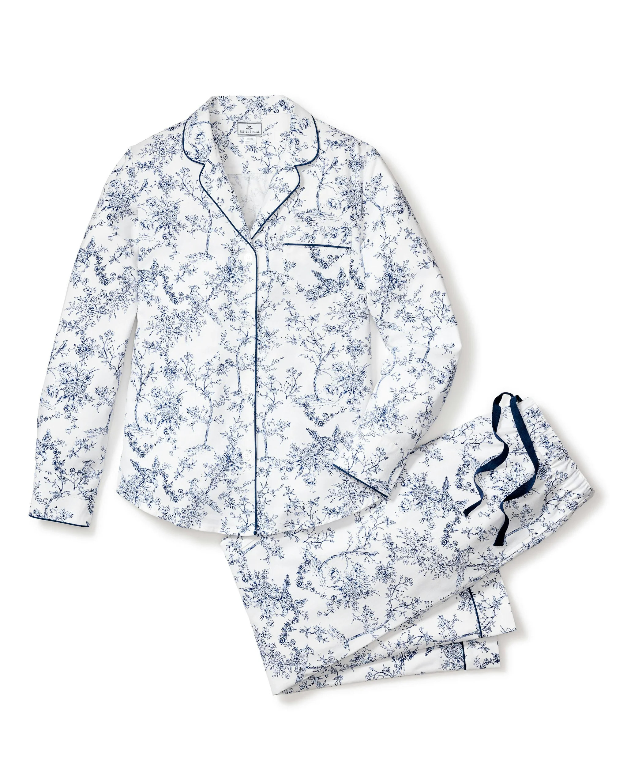 Women's Twill Pajama Set in Timeless Toile | Petite Plume