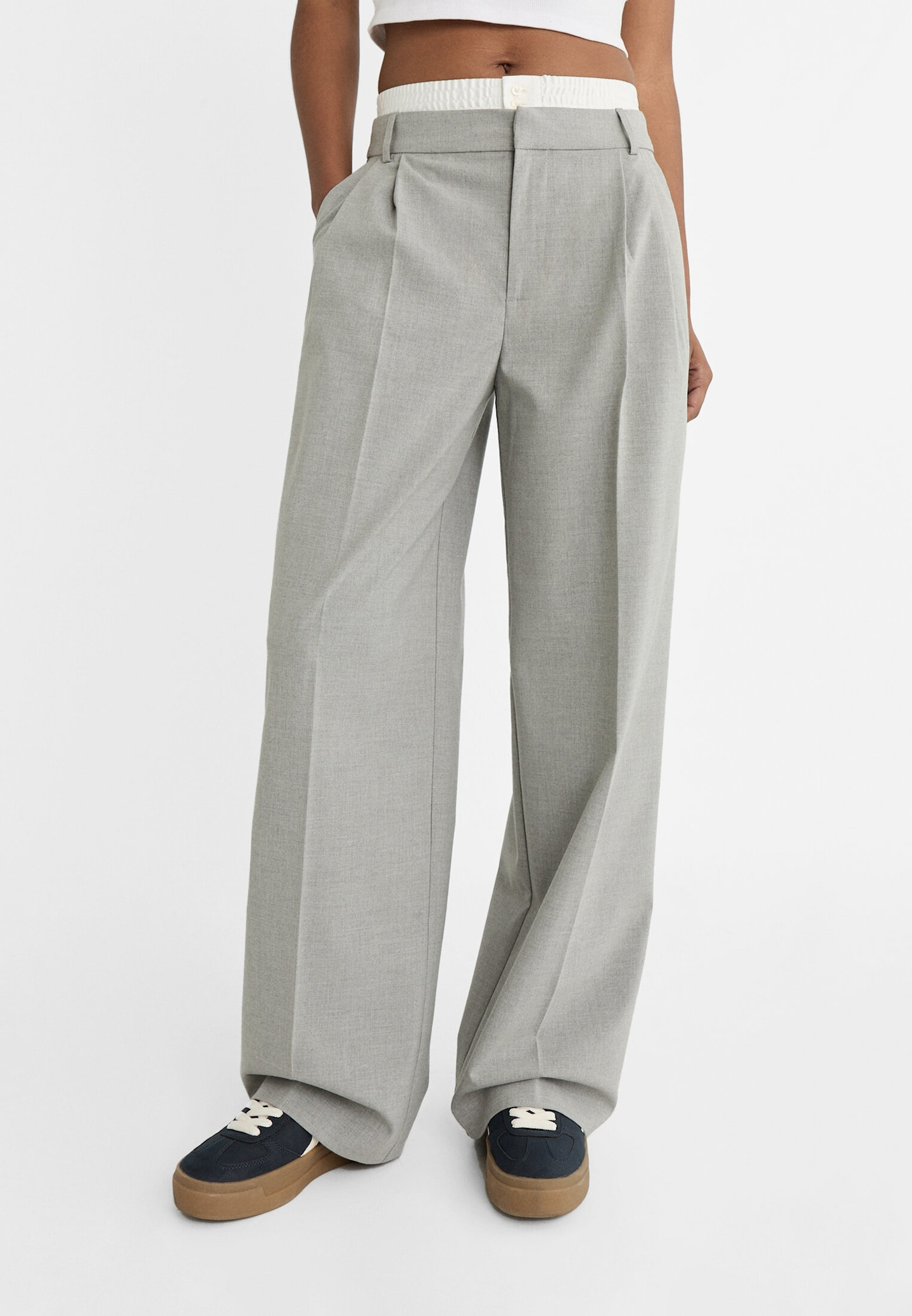 Smart trousers with contrast waistband | Stradivarius (UK)