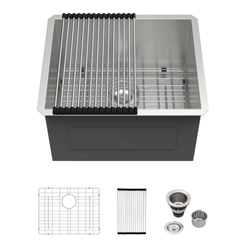 Logmey 21x18 Undermount Laundry Sink 21 Inch Laundry Room 12" Deep Sinks Handmade 16 Gauge Heavy Duty Stainless Steel Large Capacity Utility Washing Tub for Home & Commercial Use | Amazon (US)