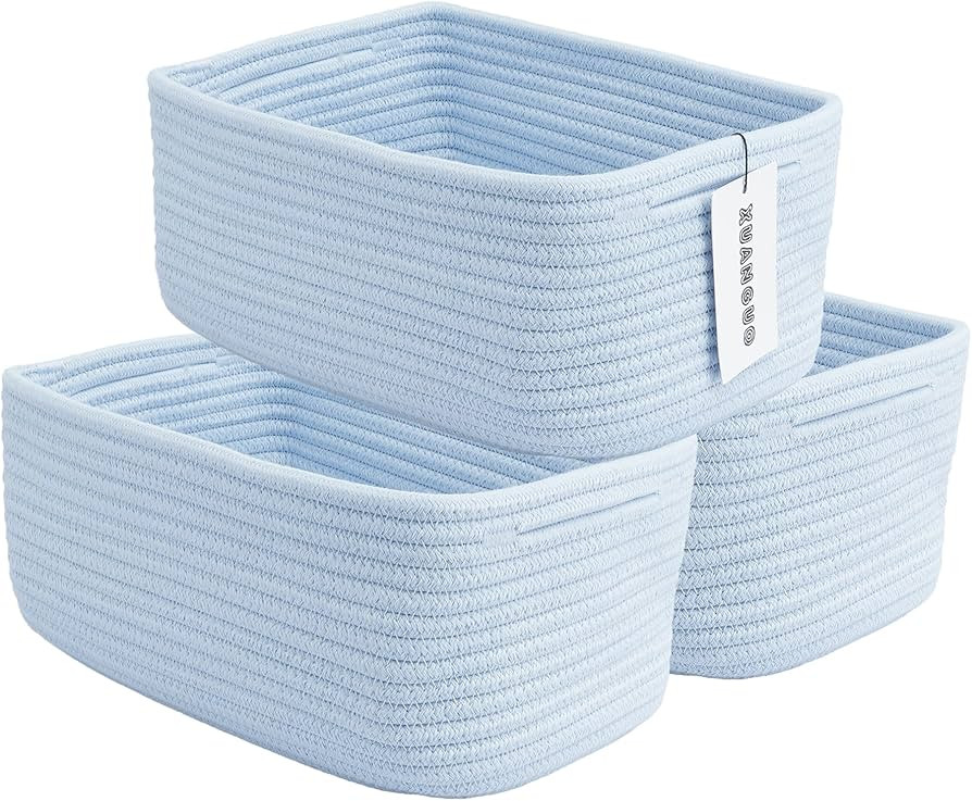 Small Woven Storage Baskets 12“X8”X5“ Decorative Rope Bins for Organizing Shelves, Closets,... | Amazon (US)