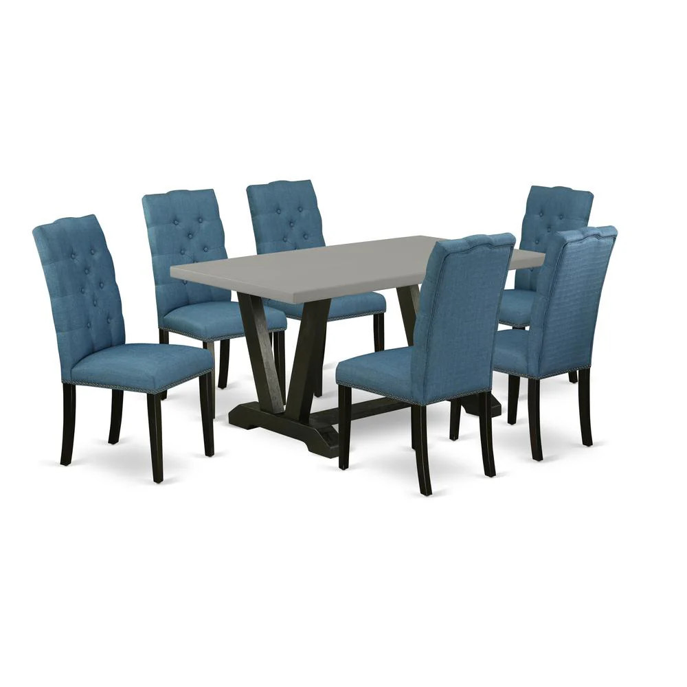 East West Furniture 7-Piece Beautiful Rectangular Dining Room Table Set | Shop Simon