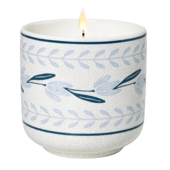 Better Homes and Gardens 1-Wick Fluted Jar Candle, Crackle Blue Flower, Salted Coconut Mahogany, ... | Walmart (US)