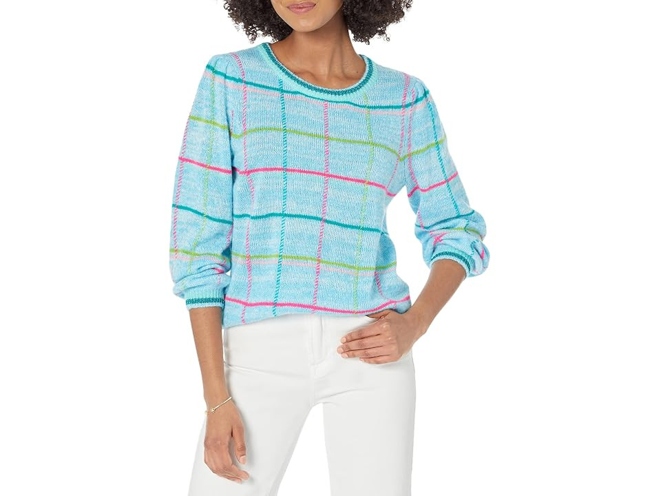 Lilly Pulitzer Hali Sweater (Seabreeze Blue Playful Plaid) Women's Sweater | Zappos