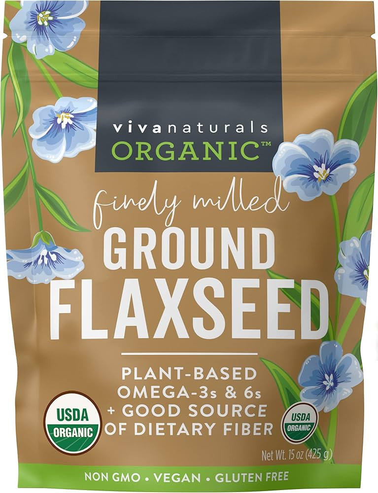 Viva Naturals Organic Ground Flaxseed - Premium Quality Plant-Based Protein and Vegan Omega 3 wit... | Amazon (US)