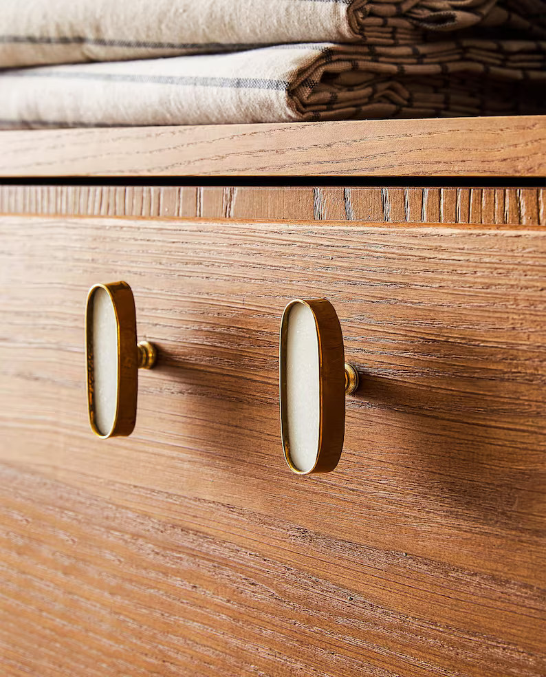 Brass Oval Cabinet Knob Naila Brass and White | Etsy | Etsy (US)