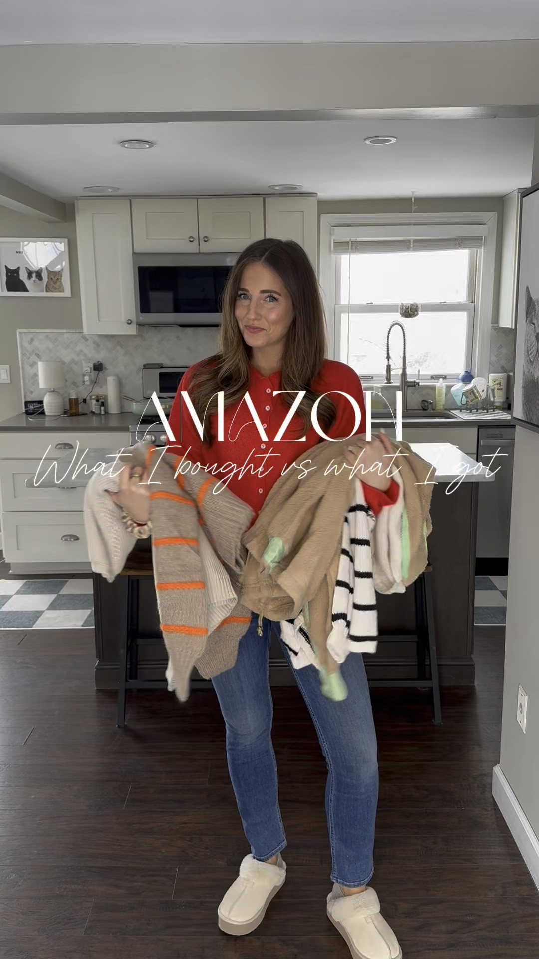 Amazon What I Bought vs. What I Got 

It’s crazy how different the Amazon photos can look than the actual product in real life! While I still loved all of these items, I feel like the orange striped cardigan and the grey sweater looked a little different than their image on Amazon!! So crazy! 

Sizing info:
Sherpa - sized up to M (loved this & reminds me of FP!)
Grey sweater - size small, color “beige”
Orange Striped cardigan - size small (this was a tad itchy btw) 
Striped cardigan - size small (loved!)
Grey hoodie - sized up to M (have in multiple colors & love it!) 

Lip color - petal 

#LTKFindsUnder100 #LTKFindsUnder50 #LTKWatchNow