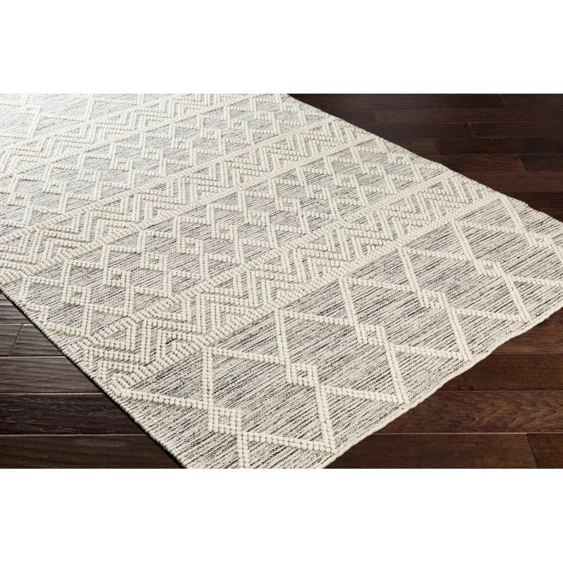 Gil Moroccan Handmade Flatweave Wool Charcoal/Cream Area Rug | Wayfair North America