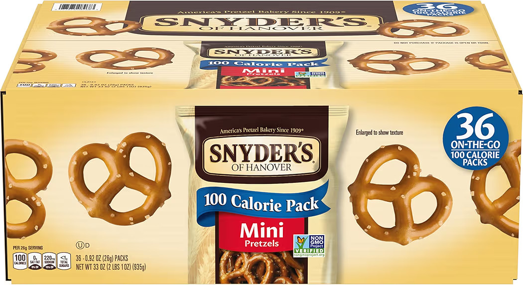 Snyder's of Hanover Mini Pretzels, 100 Calorie Individual Packs, 36 Ct | Amazon (US)