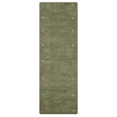 Hand Knotted Loom Wool Area Rug Contemporary Green L00535 | Wayfair North America