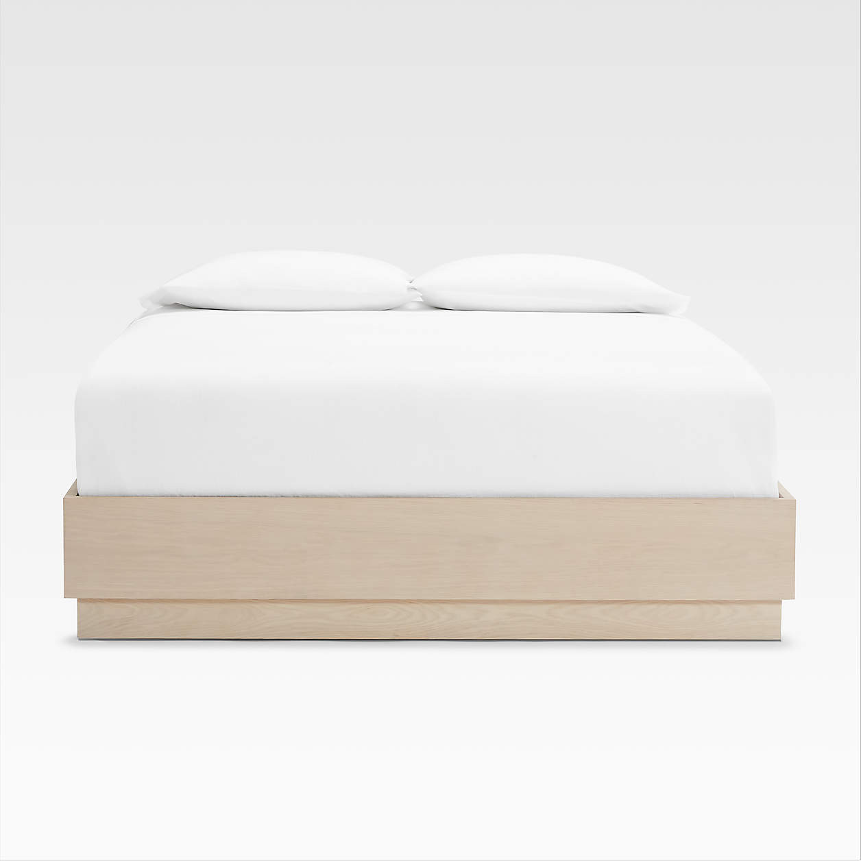 Batten White Oak Queen Bed Plinth-Base + Reviews | Crate & Barrel | Crate & Barrel