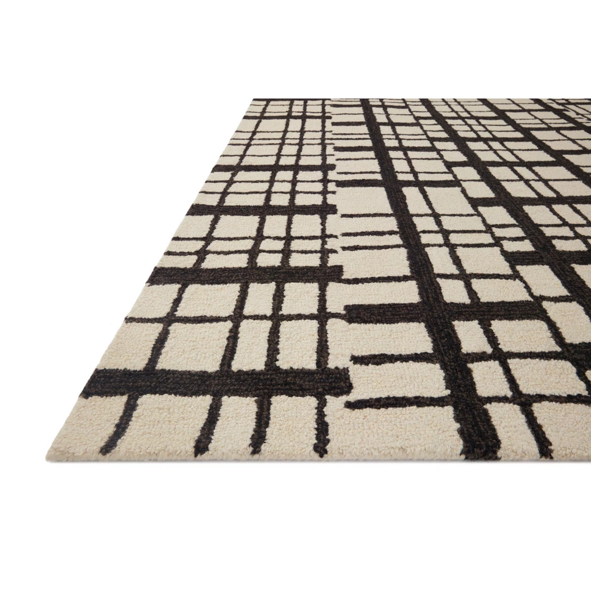 Chris Loves Julia x Loloi Polly Checkered Hand Tufted Jute/Sisal/Wool Black/Ivory Area RugByChris... | Wayfair North America