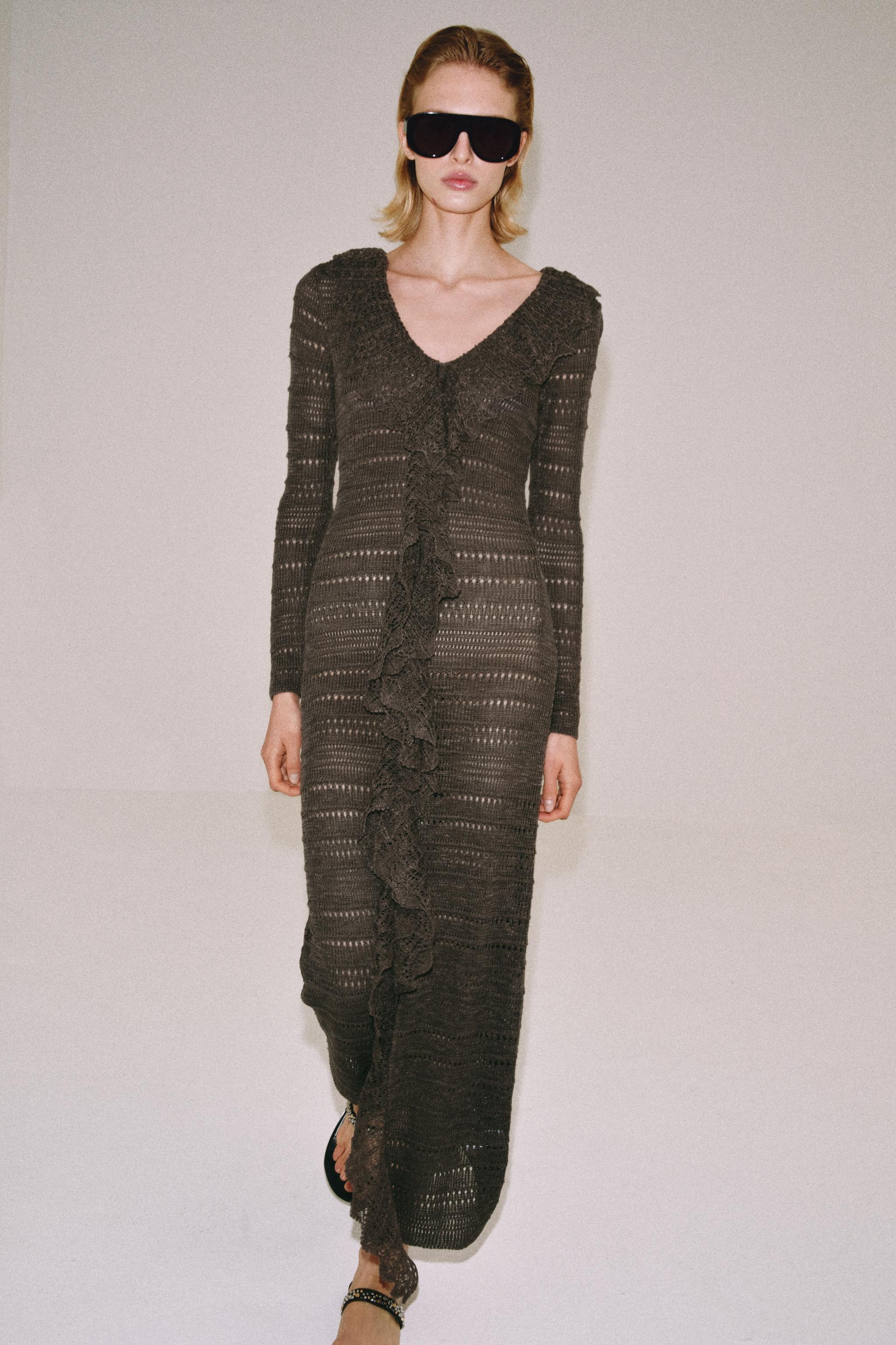 POINTELLE KNIT DRESS WITH RUFFLES | Zara UK