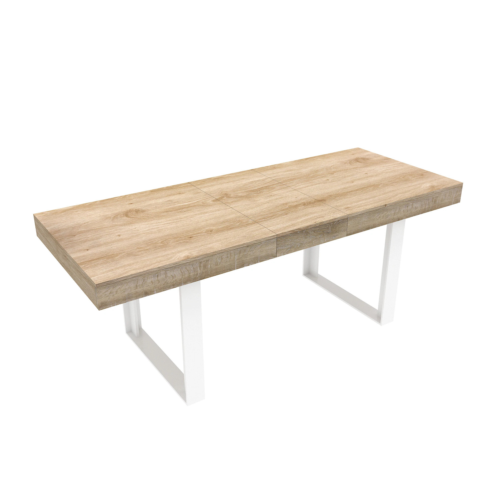 JJJ Extendable Dining Table Oak Contemporary/Modern Extending Removable leaf Wood Dining Table, with Oak Finish and Metal 78.74-in L x 29.53-in H | Lowe's