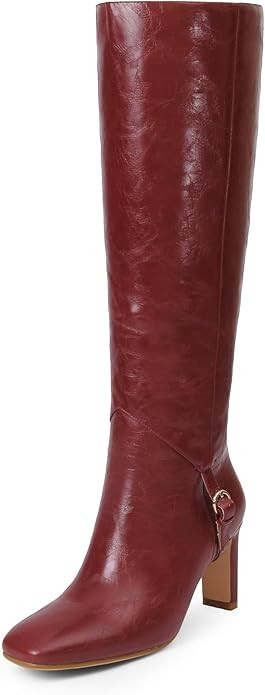 Knee High Boots for Women Square Toe and 3 IN Block Low Heel Boots Buckle Design Womens Fashion T... | Amazon (US)