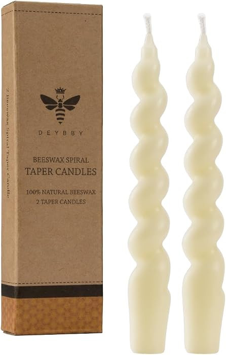 White Beeswax Spiral Candle, 7 inch 2 Pack Twisted Pure Beeswax Candles for Home Meditation Dinne... | Amazon (US)