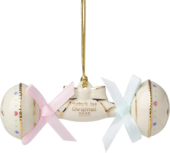 Lenox Ornament, 2025 Babys 1st Christmas Rattle Ornament, Porcelain with Gold Accents and Hanging... | Amazon (US)