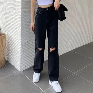 High Waist Distressed Wide Leg Jeans | YesStyle Global