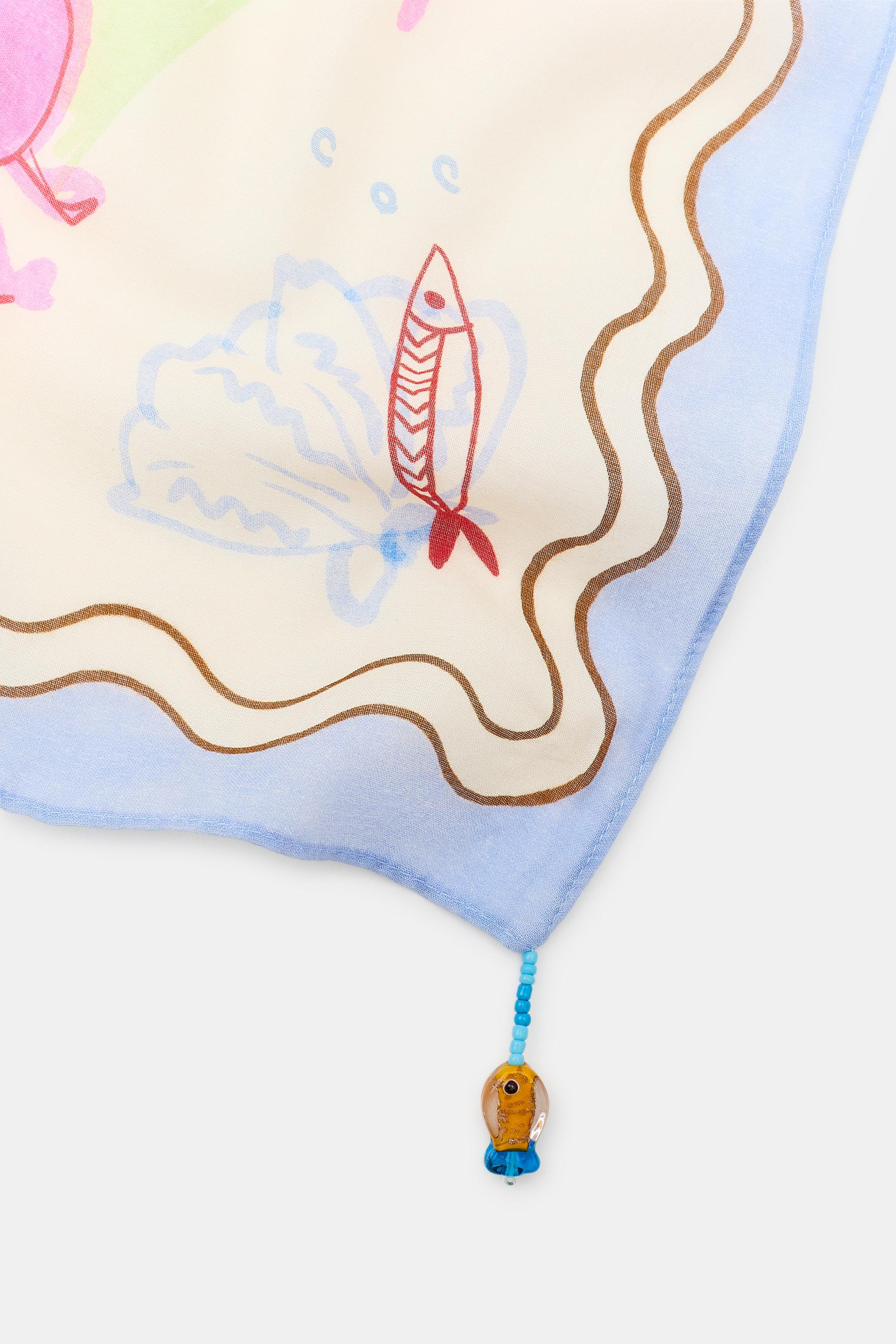 CRAB AND FISH PRINT SCARF | Zara US