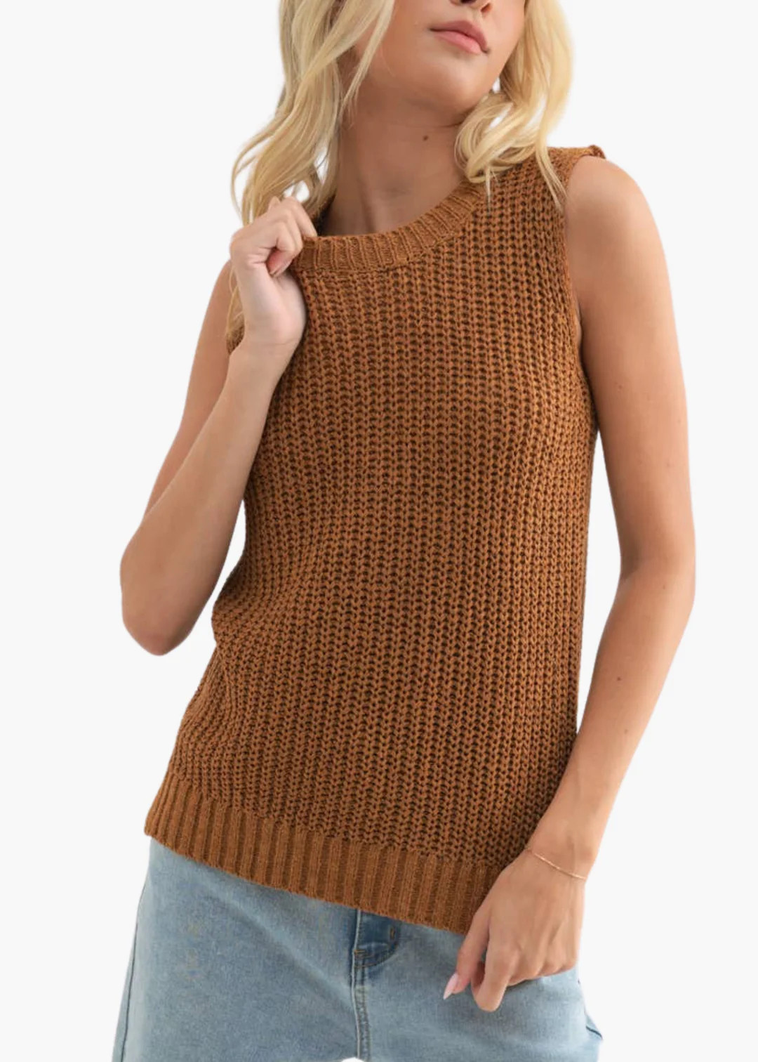 Jackie Sweater Tank in Camel | Poppy and Pink