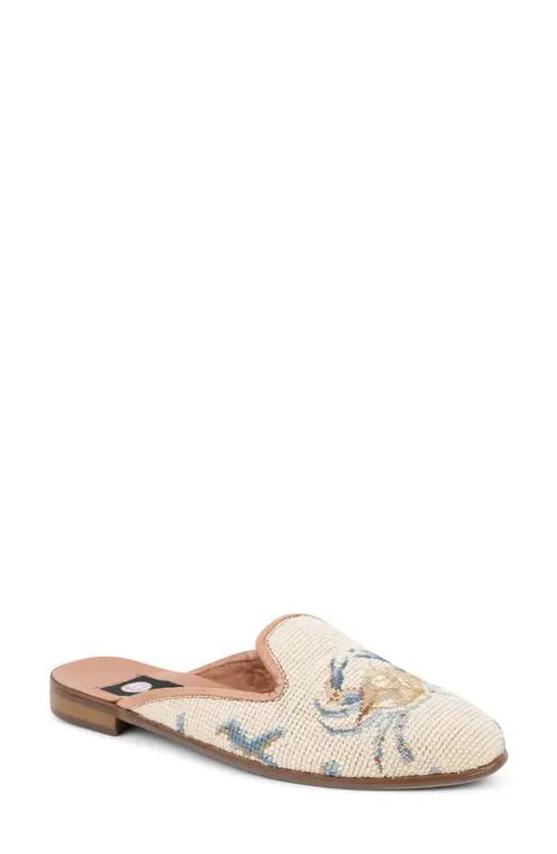 ByPaige Needlepoint Crab Mule in Crab Tan Blue Coral Loafer at Nordstrom, Size 9 | Nordstrom