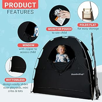 SlumberPod Portable Privacy Pod Blackout Canopy Crib Cover, Sleeping Space for Age 4 Months and U... | Amazon (US)